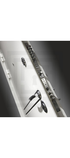 Входная дверь Лайн Вайт 22 - Белый софт, черная вставка