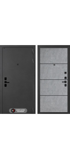 Входная дверь Соналаб 25 - Бетон светлый, черный молдинг