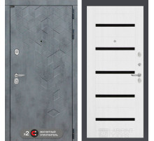 Входная дверь Бетон 01 - Белое дерево, стекло черное