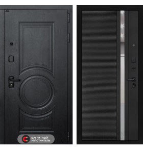 Входная дверь Гранд 31 - Черный кварц, зеркальная вставка с тонировкой