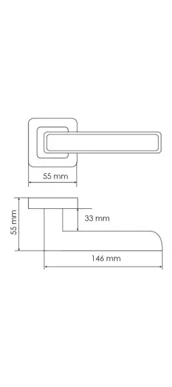 Ручка дверная FLEX MH-44 GR/CP-S55 раздельная на квадратной розетке, цвет графит/хром, ЦАМ