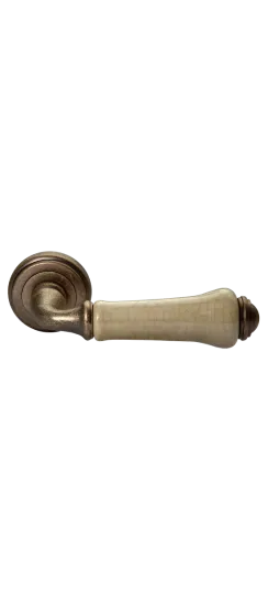 Ручка дверная UMBERTO MH-41-CLASSIC OMB/CH раздельная на круглой розетке, цвет старая матовая бронза/шампань, ЦАМ