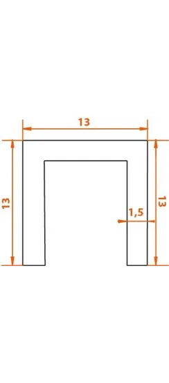 Нижняя направляющая для раздвижных дверей TRACK-B 1M, 1 метр, 13x13x13мм