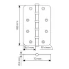Петля карточная стальная разъемная MS-C 100X70X2.5-4BB AB универсальная скругленная, врезная на круглой оси, вес полотна до 40 кг, цвет бронза