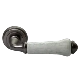 Ручка дверная UMBERTO MH-41-CLASSIC OMS/GR раздельная на круглой розетке, цвет старое матовое серебро/серый, ЦАМ
