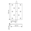Петля карточная латунная разъемная MB 120X80X3.5 AB L C левая с короной, врезная на круглой оси, вес полотна до 60 кг, цвет античная бронза