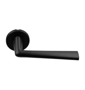 Ручка дверная THE FORCE R5 NERO-ST на круглой розетке, цвет черный soft-touch, ЦАМ