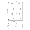 Петля карточная стальная MS 100X70X2.5-4BB W универсальная, врезная на круглой оси, вес полотна до 40 кг, цвет белый