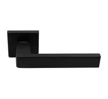 Ручка дверная HORIZONT S5 NERO-ST на квадратной розетке, цвет черный soft-touch, ЦАМ