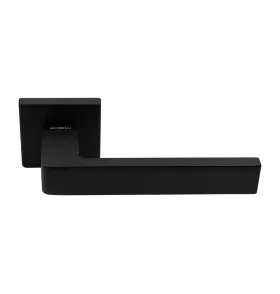 Ручка дверная HORIZONT S5 NERO-ST на квадратной розетке, цвет черный soft-touch, ЦАМ