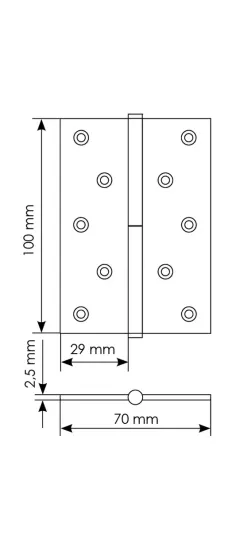 Петля карточная стальная разъемная MSND 100X70X2.5 SG L с подшипником левая, врезная на круглой оси, вес полотна до 40 кг, цвет матовое золото