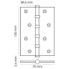 Петля карточная стальная MS 100X70X2.5-4BB BL универсальная, врезная на круглой оси, вес полотна до 40 кг, цвет черный