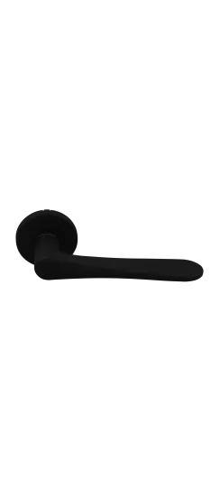 Ручка дверная AULA R5 NERO-ST на круглой розетке, цвет черный soft-touch, ЦАМ