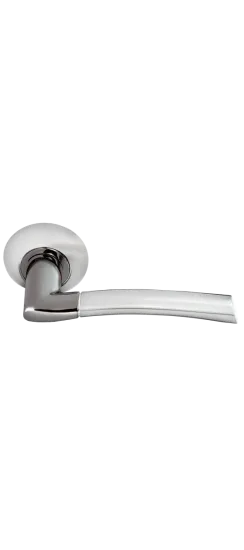 Ручка дверная PISA MH-06 SN/BN раздельная на круглой розетке, цвет белый никель/черный никель, ЦАМ