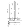 Петля карточная стальная разъемная MS-C 100X70X2.5 AB L левая скругленная, врезная на круглой оси, вес полотна до 40 кг, цвет бронза