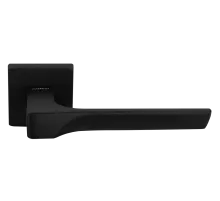 Ручка дверная FIORD S5 NERO-ST на квадратной розетке цвет черный soft-touch, ЦАМ