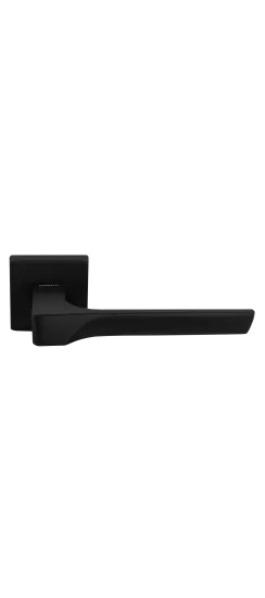 Ручка дверная FIORD S5 NERO-ST на квадратной розетке цвет черный soft-touch, ЦАМ