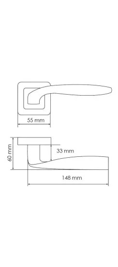 Ручка дверная SHELL MH-45 GR/CP-S55 раздельная на квадратной розетке, цвет графит/хром, ЦАМ