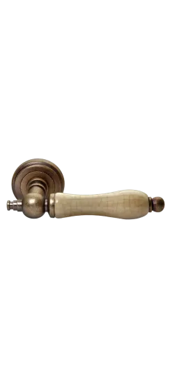 Ручка дверная MART MH-42-CLASSIC OMB/CH раздельная на круглой розетке цвет старая матовая бронза/шампань, ЦАМ