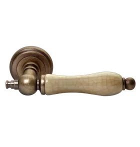 Ручка дверная MART MH-42-CLASSIC OMB/CH раздельная на круглой розетке цвет старая матовая бронза/шампань, ЦАМ