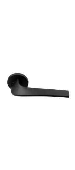 Ручка дверная COMETA R5 NERO-ST на круглой розетке цвет черный soft-touch, ЦАМ