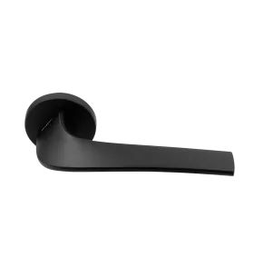 Ручка дверная COMETA R5 NERO-ST на круглой розетке цвет черный soft-touch, ЦАМ