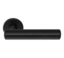 Ручка дверная PANATHENAIC R5 NERO-ST раздельная на круглой розетке, цвет черный soft-touch, ЦАМ