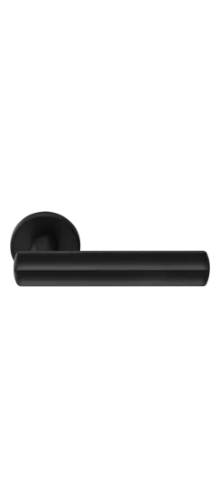 Ручка дверная PANATHENAIC R5 NERO-ST раздельная на круглой розетке, цвет черный soft-touch, ЦАМ