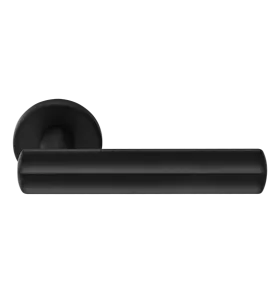 Ручка дверная PANATHENAIC R5 NERO-ST раздельная на круглой розетке, цвет черный soft-touch, ЦАМ