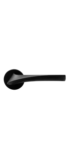 Ручка дверная COMETA R5 NERO-ST на круглой розетке цвет черный soft-touch, ЦАМ