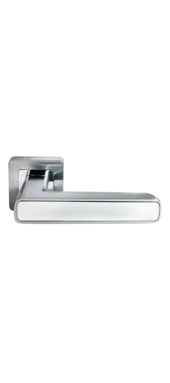Ручка дверная FLEX MH-44 SC/CP-S55 раздельная на квадратной розетке, цвет матовый хром/хром, ЦАМ