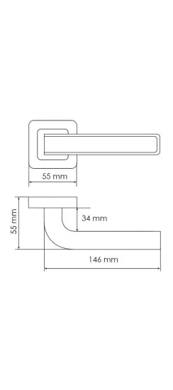 Ручка дверная EON MH-46 GR/CP-S55 раздельная на квадратной розетке, цвет графит/хром, ЦАМ