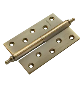 Петля карточная латунная разъемная MB 120X80X3.5 AB R C правая с короной, верзная на круглой оси, вес полотна до 60 кг, цвет античная бронза