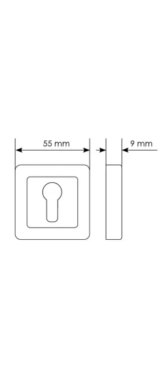 Накладка MH-KH-S55 GR/PC квадратная на ключевой цилиндр, цвет графит/хром