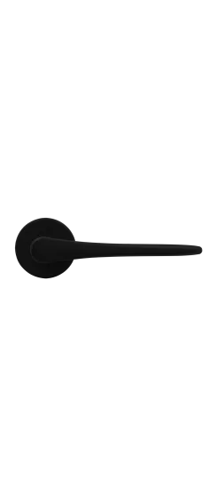 Ручка дверная AULA R5 NERO-ST на круглой розетке, цвет черный soft-touch, ЦАМ