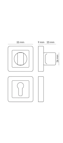 Завертка сантехническая MH-WC-S55 GR/PC на квадратной розетке цвет графит/хром